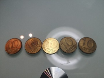 Monety 10 zlotowe z 1989 i 1990roku