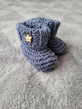 Buciki niechodki niemowlęce handmade niebieskie