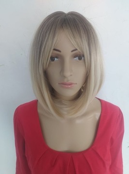 Peruka blond bob ombre z pasemkami