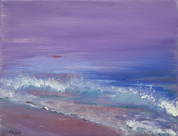 Obraz ręcznie malowany morze pejzaż fala