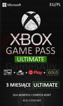 XBOX GAME PASS ULTIMATE - CORE+EAPLAY+CLOUD 90 DNI