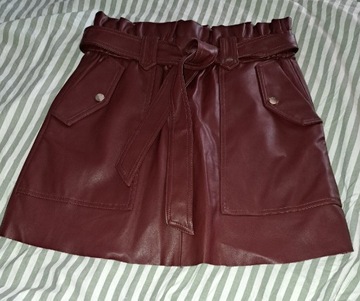 Zara spódnica paperbag s bordowa