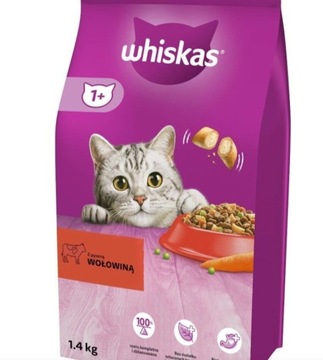 Whiskas karma sucha z wołowiną 1,4kg ×3