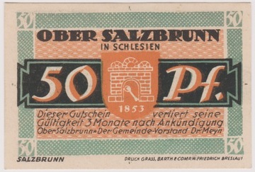 Ober Salzbrunn (Szczawno-Zdr.), 50 Pf, 1921(Salz.)