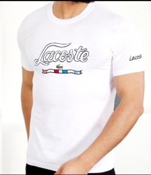 Koszulka T-shirt męski Lacoste z krótkim rękawem biała r.S