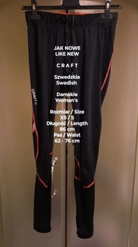 Craft  Szwedzkie damskie legginsy sportowe, Rozmiar XS/S, Pas 62-76 cm 