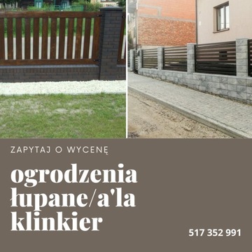 Ogrodzenie łupane, a'la klinkier, bramy, furtki