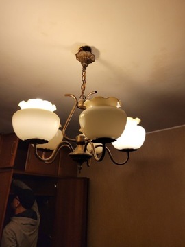 Żyrandol PRL duży lampa wisząca 