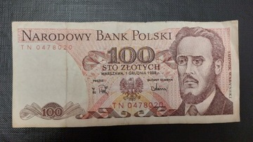 Banknot 100 zł z 1988r, Seria TN