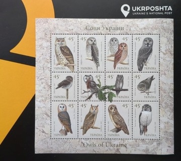 Ukraina  Mały arkusz pocztowy „Sowy Ukrainy”