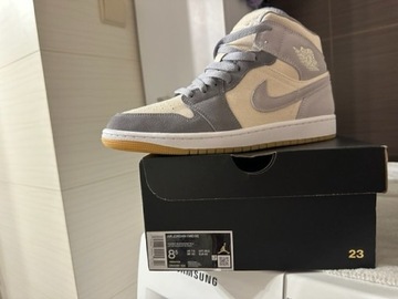 NIKE Air Jordan 1 Mid Coconut Milk Particle Grey