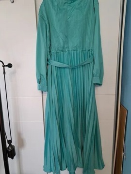 Piękna długa sukienka plisowana miętowa 5 6 xl