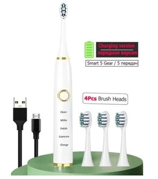 Akumulatorowa szczoteczka do zębów IPX7, 5 trybów.