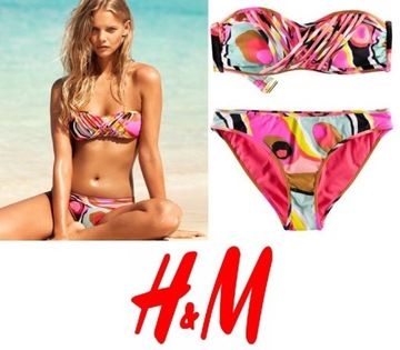 strój kąpielowy wzory bikini H&M xs 34 kolorowy