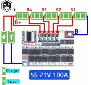 BMS Li-ion 3S-5S 100A