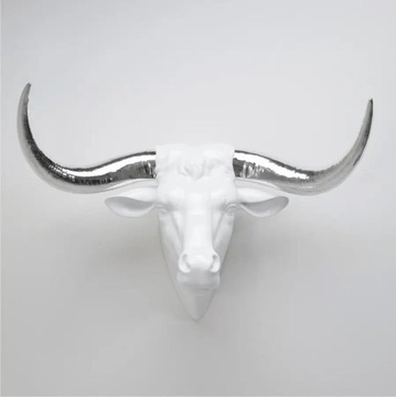 dekoracja head silver horn cow kare design