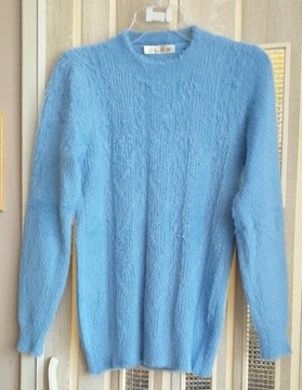Damski sweter z alpaki błękitny rozm. S - L piękny