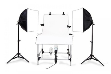 Zestaw studio stol bezcieniowy lampy fotograficzne