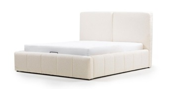 Łóżko tapicerowane 160x200 cm, beżowe, boucle