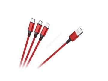 Kabel USB 3 w 1  kolor czerwony