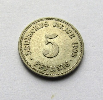 5 pfennig 1908A, Cesarstwo Niemieckie