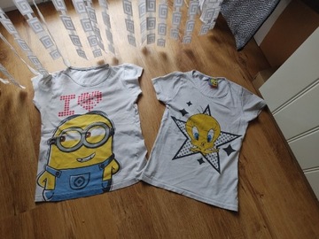 2 bluzeczki minionki i twitty 128cm i 134cm db+