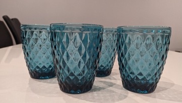 4 niebieskie szklanki z wypukłym wzorem 250 ml 