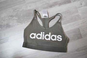 Adidas biustonosz sportowy khaki crop top bluzka S