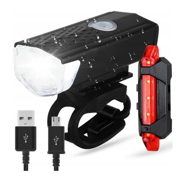 LAMPKA ROWEROWA PRZEDNIA TYLNIA LED ZESTAW USB