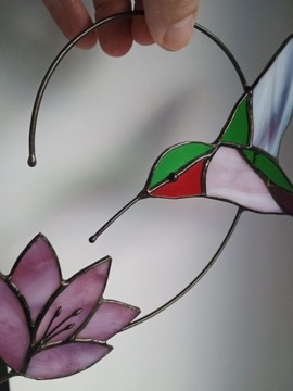 Witraż dekoracja zawieszka ptak Koliber 