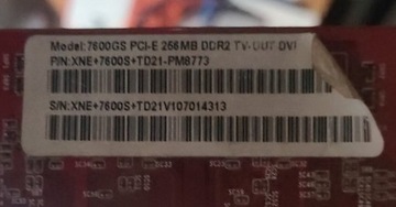 7600GS PCI-E 256MB DDR2 TV OUT DVI KARTA GRAFICZNA