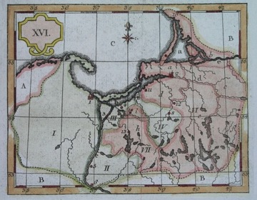 1774 oryginał MAPA POMORZE Warmia Mazury PRUSY