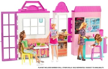 Duży zestaw Lalka Barbie + Przenośna Restauracja
