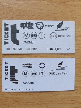 Bilety Paryż komunikacja miejska, każdy inny, różowe