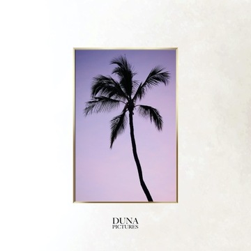 Obraz na szkle w złotej ramie 70x100cm Purple Palm