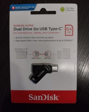 Dysk SanDisk ULTRA DUAL DRIVE GO USB Typ C 64GB