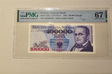 100 000 zł S. Moniuszko 1993r Seria AE PMG 67 EPQ