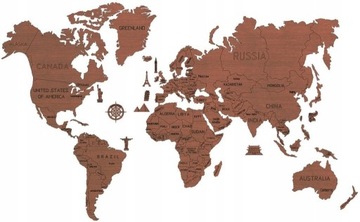 Puzzle 3D Mapa świata rozmiar XL - kolor brązowy