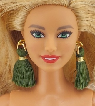 Kolczyki biżuteria dla lalki Barbie zielone