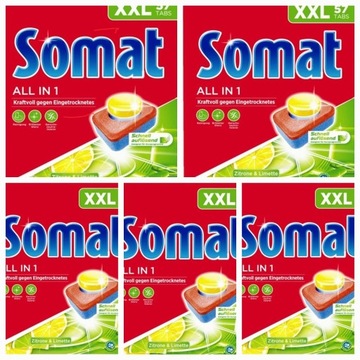 5 x 57 szt. Somat All in 1 tabletki do zmywarki DE