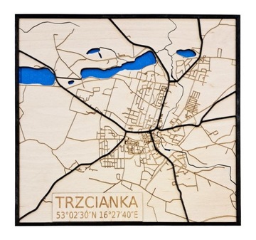 Drewniana mapa miasta 3D Warszawa Kraków Gdańsk