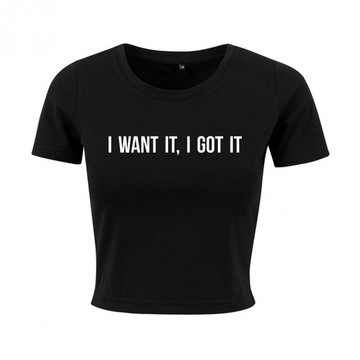 Bluzka I WANT IT  I GOT IT czarna t shirt 34 36 ck