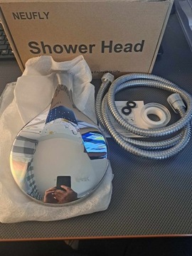 Duża słuchawka prysznicowa srebrna komplet