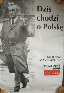 Plakat z wyborów prezydenckich 1990 duży Tadeusz Mazowiecki 69x99