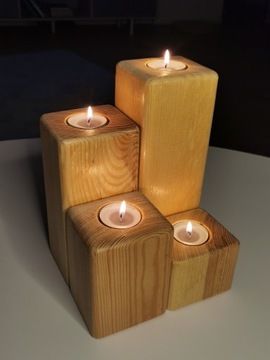 Świecznik drewniany ręcznie wykonany 
