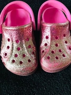 Buty crocs różowe złoty brokat kids C7 rozm 23-24