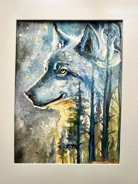 Blue Wolf akwarela 