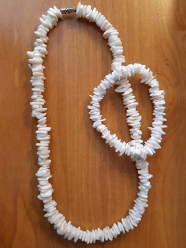 Naszyjnik korale z masy perłowej+bransoletka