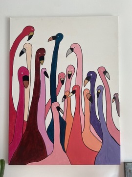 Obraz Flamingoo akryl na płótnie 60x80