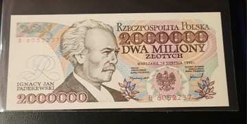 2000000 zł banknot 1992r. Ser. B 6052237 UNC- 